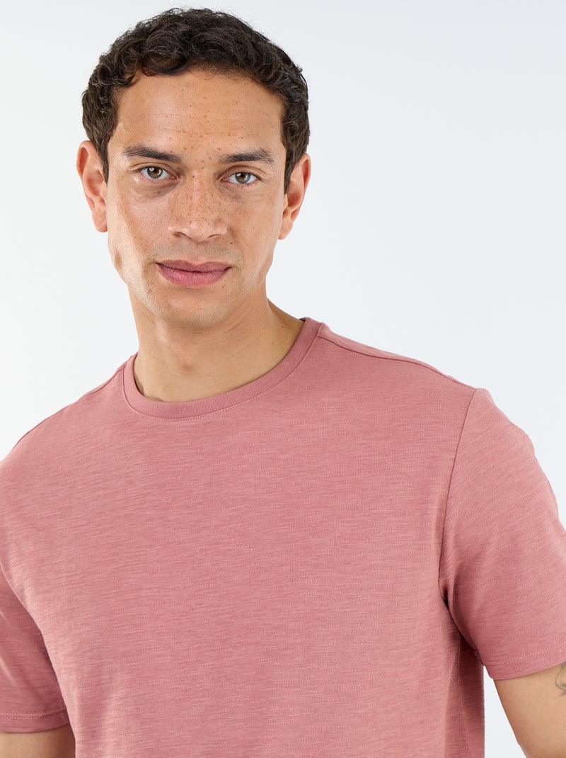 T-shirt uni à col rond pour homme Rose - Kiabi