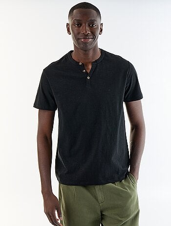 T-shirt homme uni à col tunisien