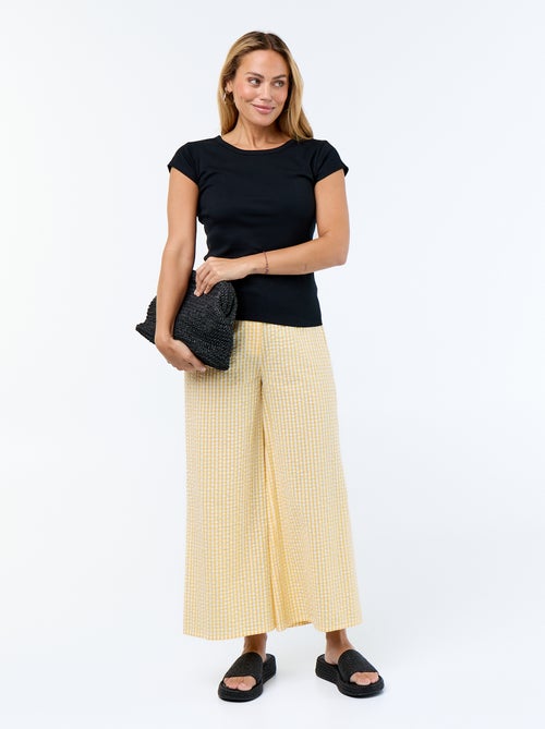 T-shirt uni à dos nu et manches courtes - Kiabi