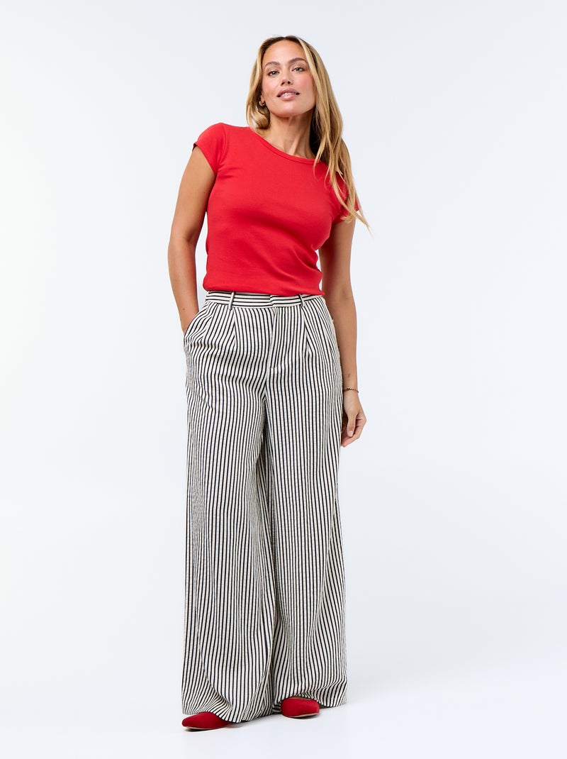 T-shirt uni à dos nu et manches courtes Rouge - Kiabi