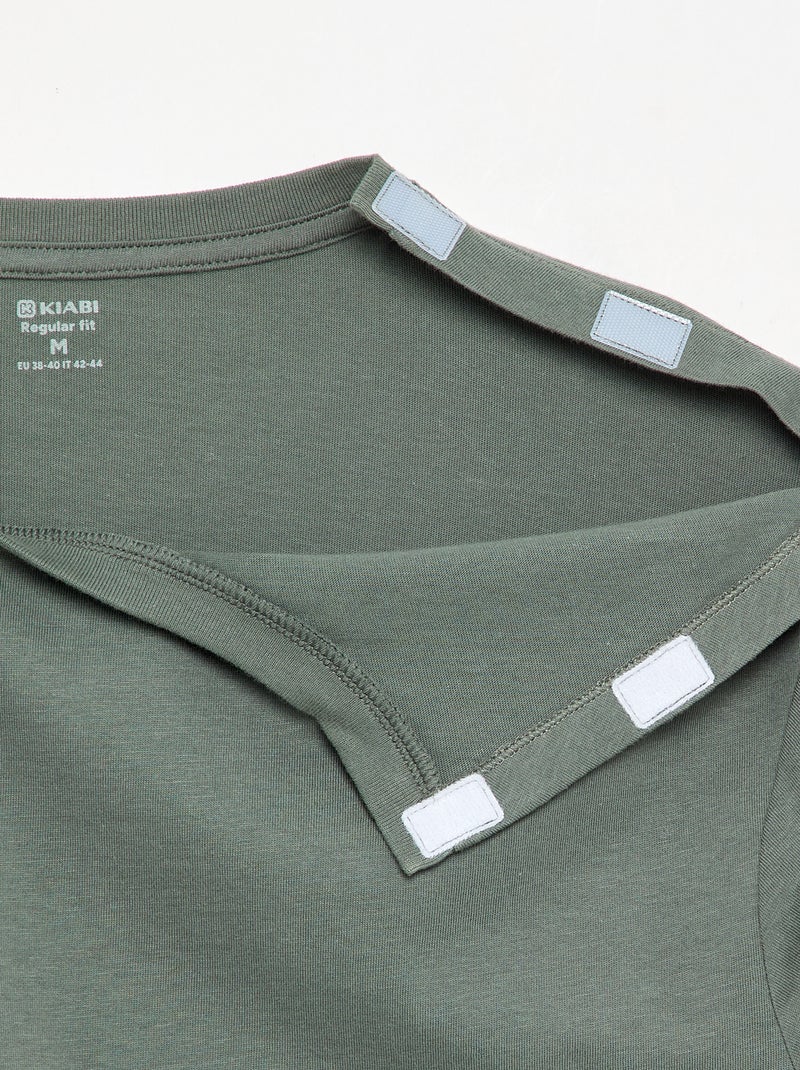 T-shirt uni à manches longues - collection facile à enfiler Vert - Kiabi