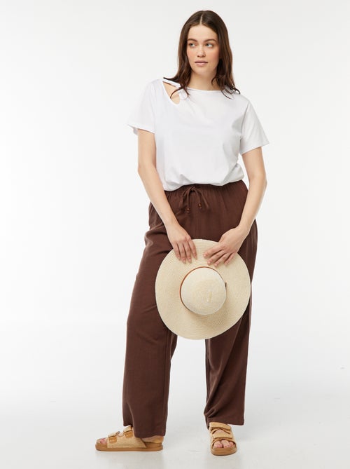 T-shirt uni avec fente ajourée avec effet twxité - Kiabi