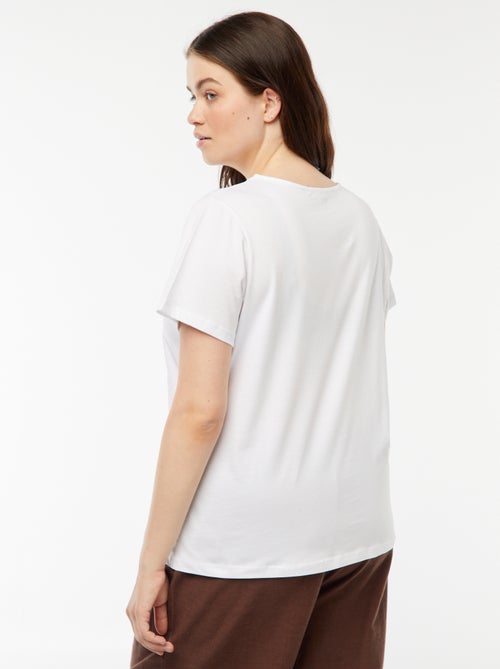 T-shirt uni avec fente ajourée avec effet twxité - Kiabi