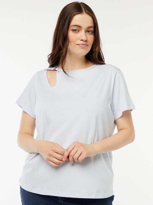 T-shirt uni avec fente ajourée avec effet twxité - Kiabi