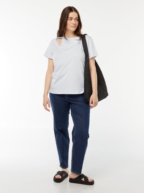 T-shirt uni avec fente ajourée avec effet twxité - Kiabi