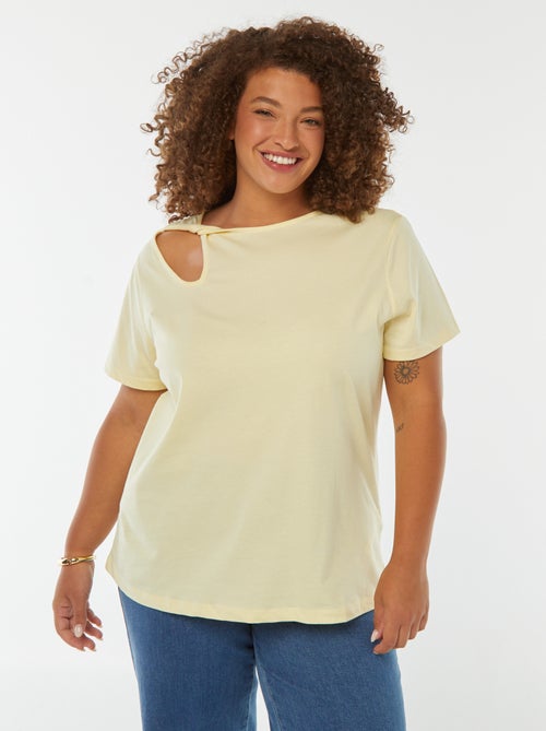 T-shirt uni avec fente ajourée avec effet twxité - Kiabi