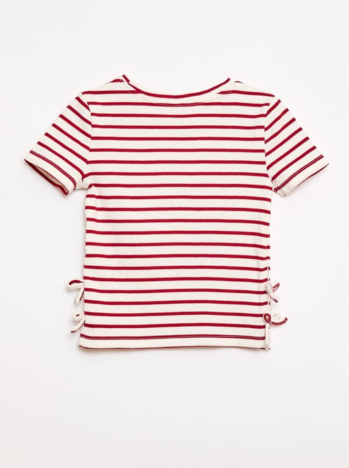 T-shirt uni avec nœuds fantaisies - Kiabi