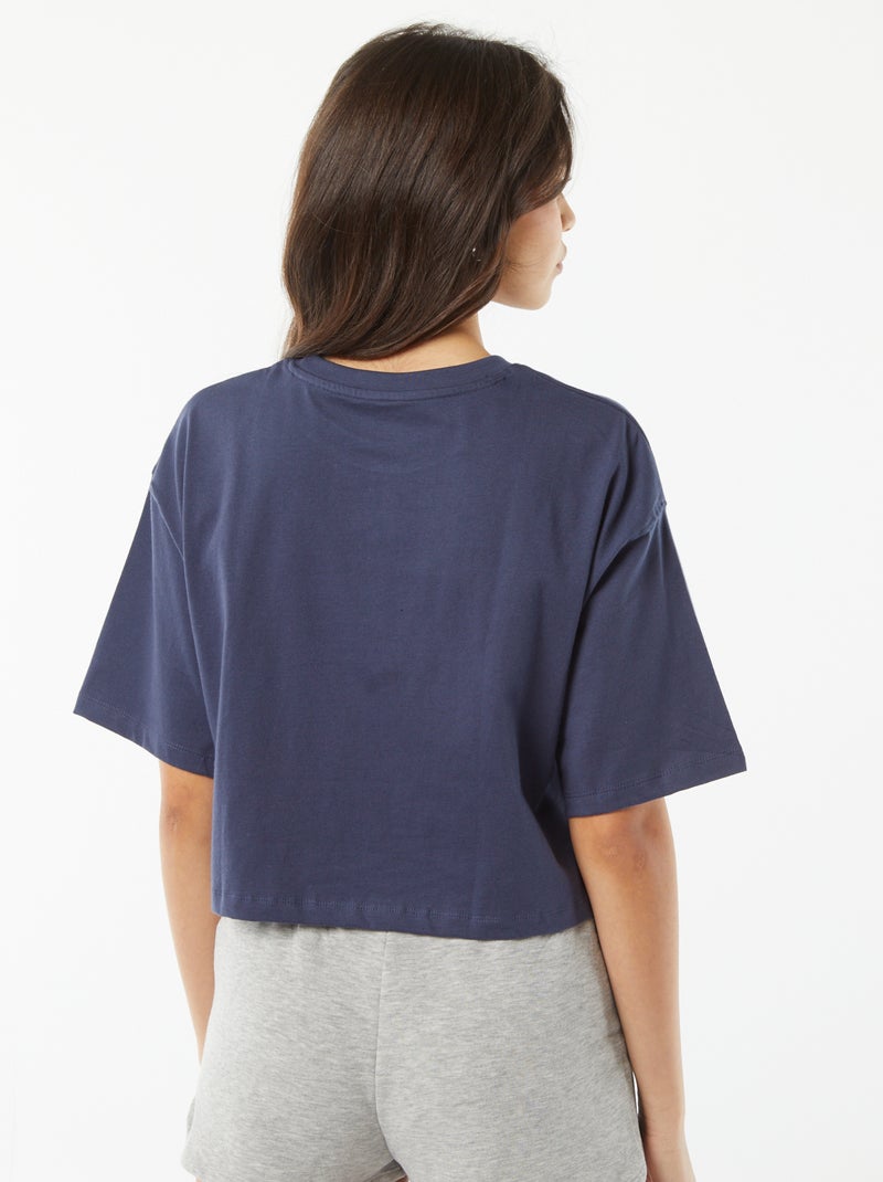 T-shirt uni coupe courte manches courtes BLEU - Kiabi