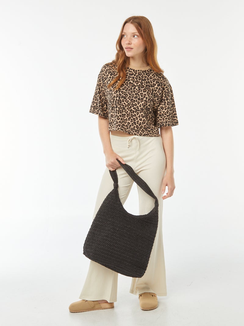 T-shirt uni coupe courte manches courtes Léopard - Kiabi