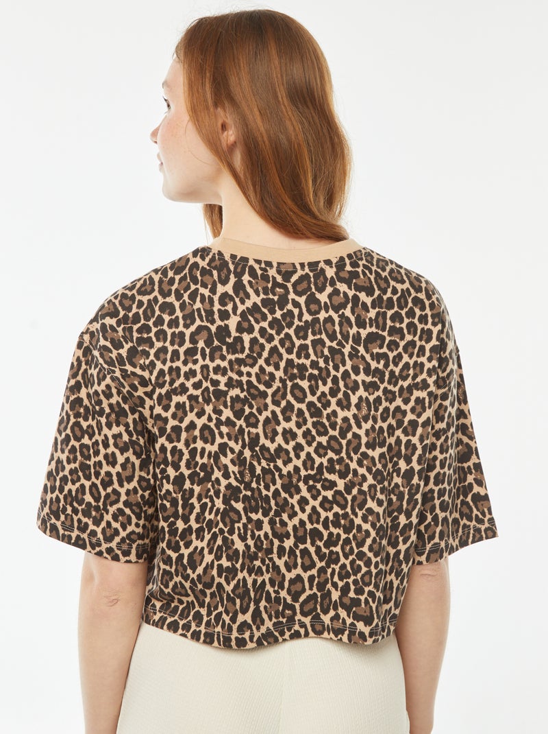 T-shirt uni coupe courte manches courtes Léopard - Kiabi