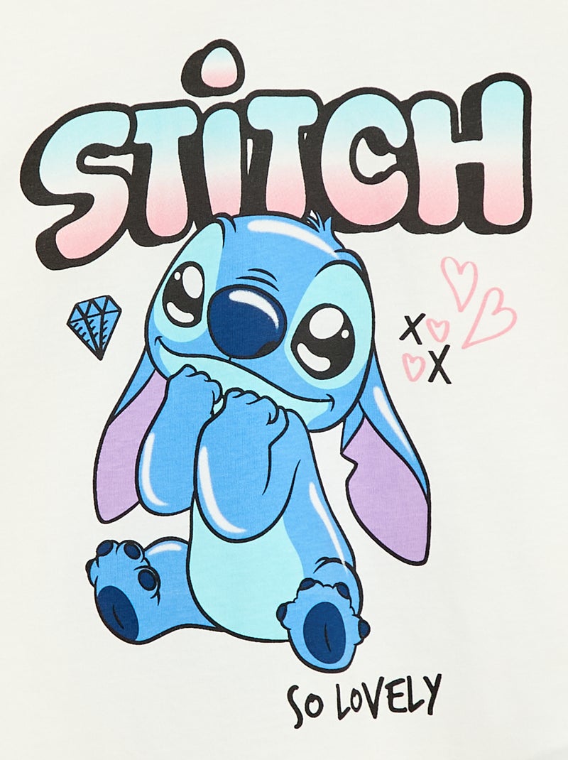 T-shirt uni 'Disney' 'Stitch' en coton Blanc - Kiabi