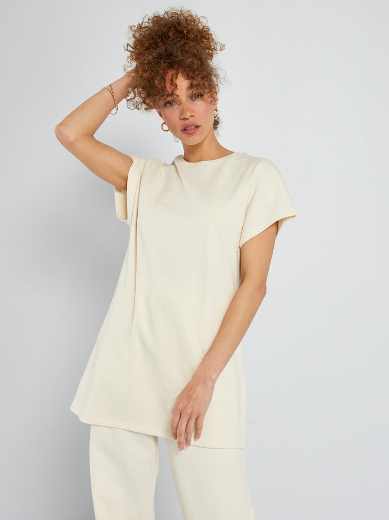 T-shirt uni Ecru - Kiabi