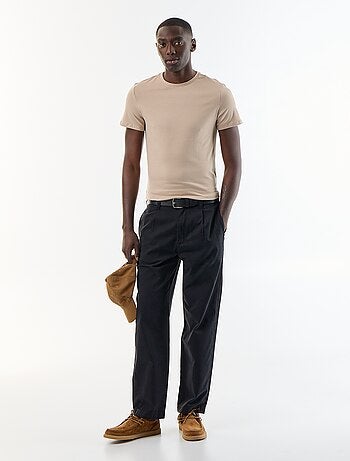 T-shirt uni en coton à col rond pour homme