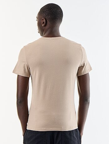 T-shirt uni en coton à col rond pour homme