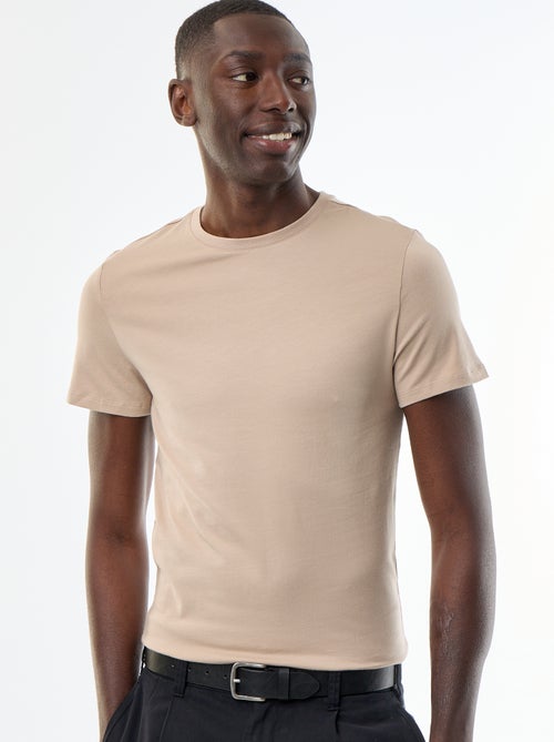 T-shirt uni en coton à col rond pour homme - Kiabi