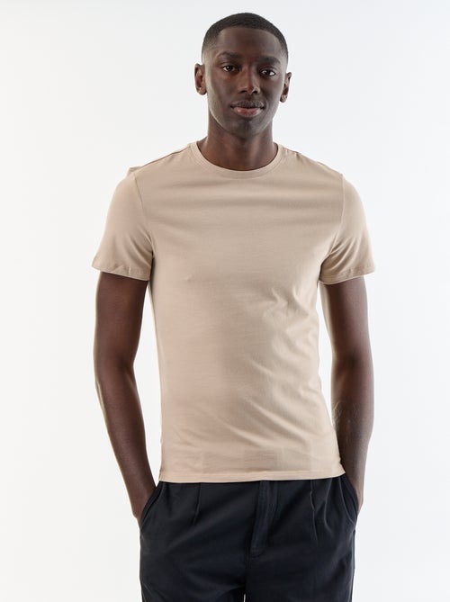 T-shirt uni en coton à col rond pour homme - Kiabi