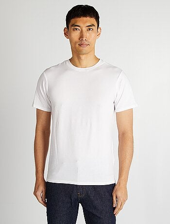 T-shirt uni en coton à col rond pour homme