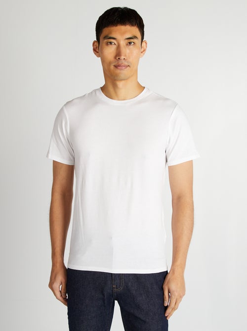 T-shirt uni en coton à col rond pour homme - Kiabi