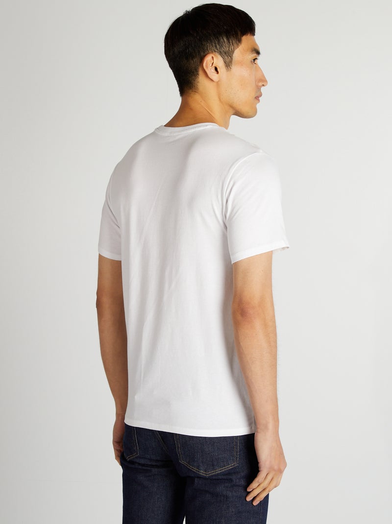 T-shirt uni en coton à col rond pour homme Blanc - Kiabi