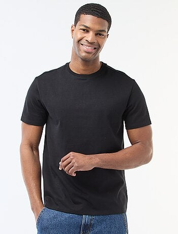 T-shirt uni en coton pour homme à col rond