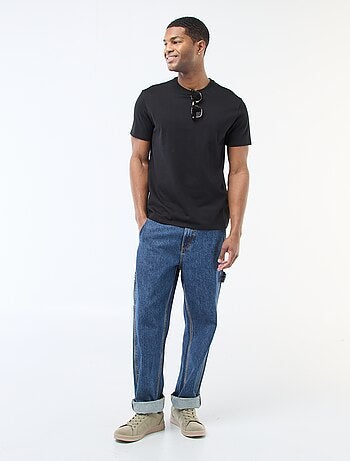 T-shirt uni en coton pour homme à col rond