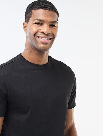 T-shirt uni en coton pour homme à col rond