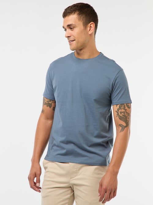 T-shirt uni en jersey à col rond homme - Kiabi