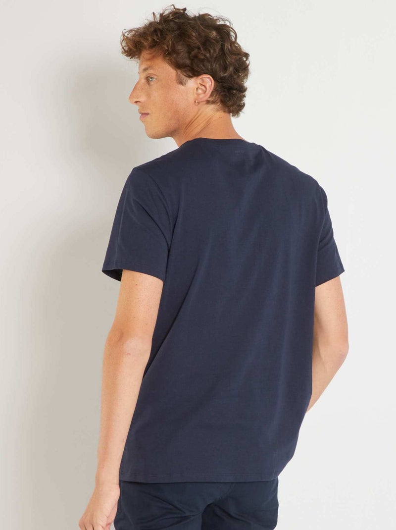 T-shirt uni en jersey à col rond Homme Bleu marine - Kiabi