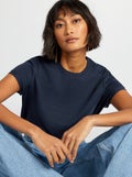 T-shirt uni en jersey bleu marine - Kiabi