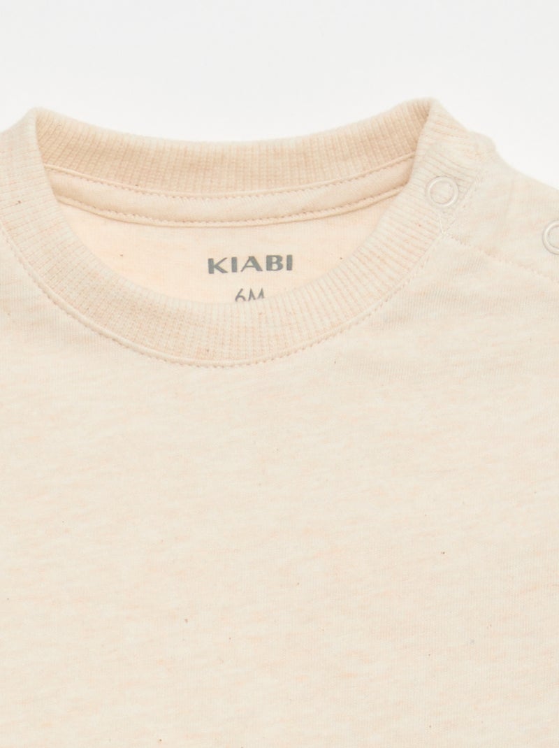 T-shirt uni en jersey coton Beige - Kiabi
