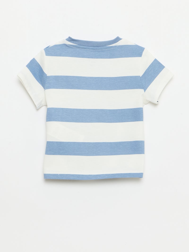 T-shirt uni en jersey coton Bleu - Kiabi
