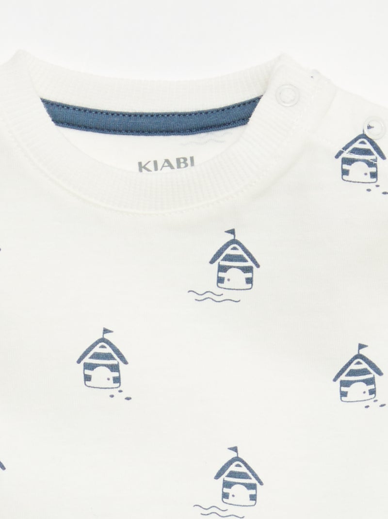 T-shirt uni en jersey coton Violet - Kiabi