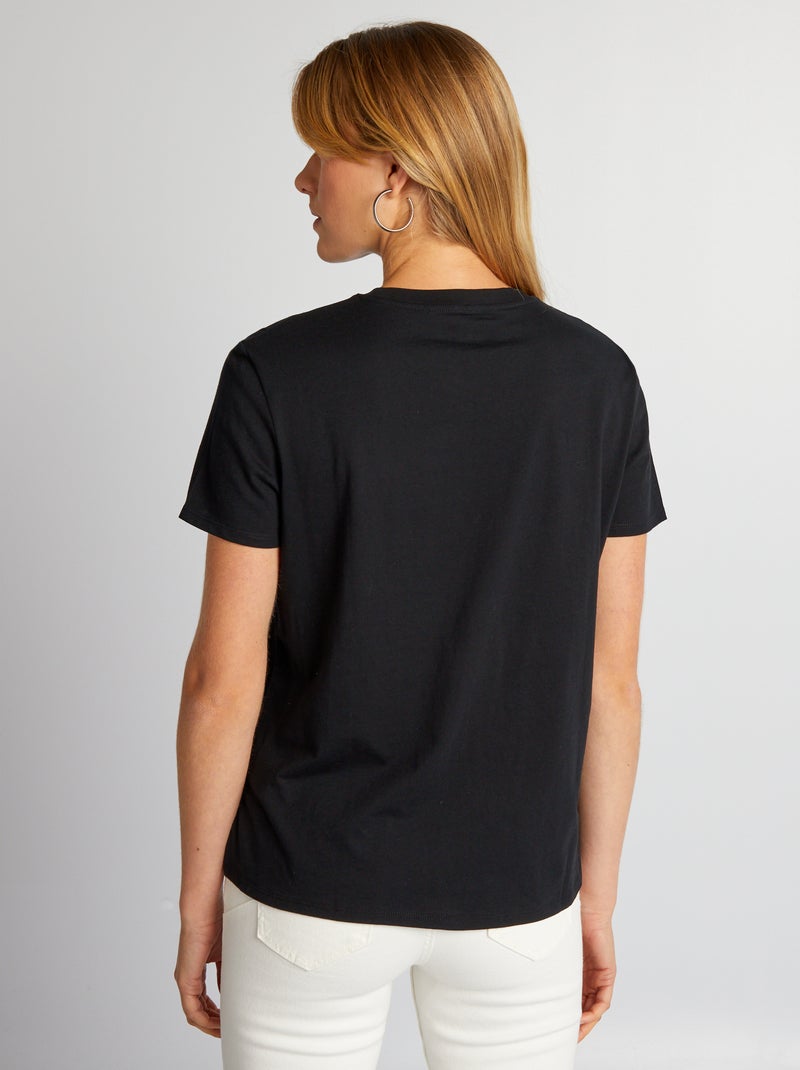T-shirt uni en jersey noir - Kiabi