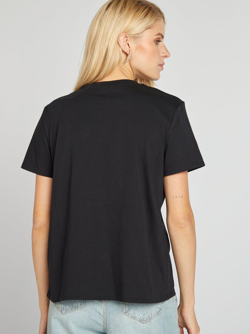 T-shirt uni en jersey NOIR - Kiabi