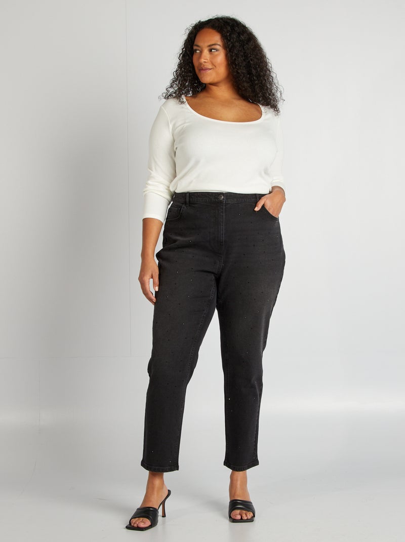 T-shirt uni en maille côtelée blanc - Kiabi