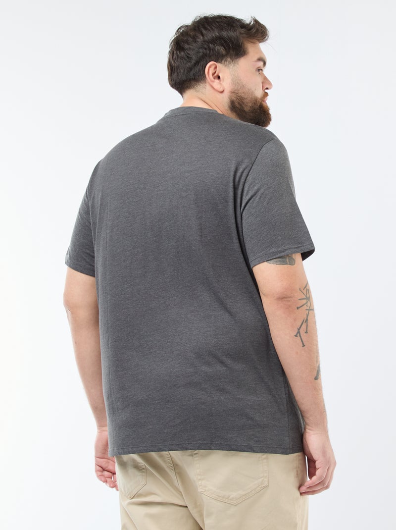 T-shirt uni en maille jersey gris foncé chiné - Kiabi