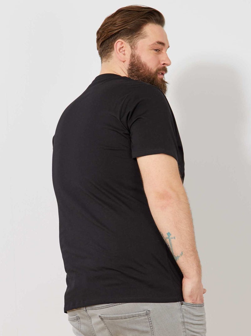 T-shirt uni en maille jersey Noir - Kiabi