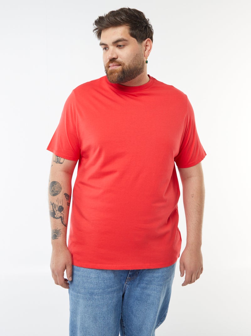 T-shirt uni en maille jersey Rouge - Kiabi