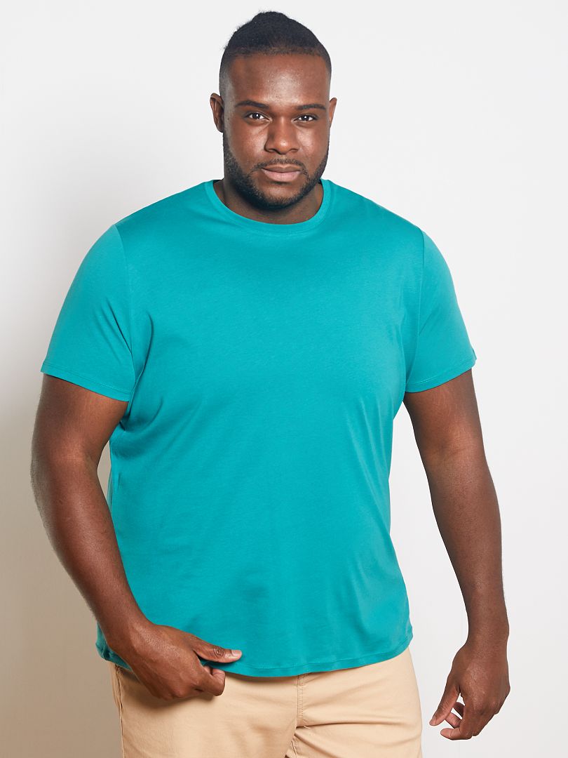 T-shirt uni en maille jersey vert bleu - Kiabi