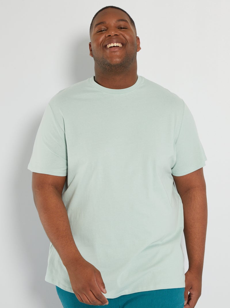 T-shirt uni en maille jersey Vert d'eau - Kiabi