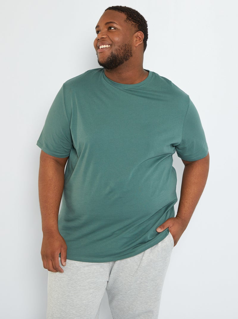 T-shirt uni en maille jersey Vert - Kiabi