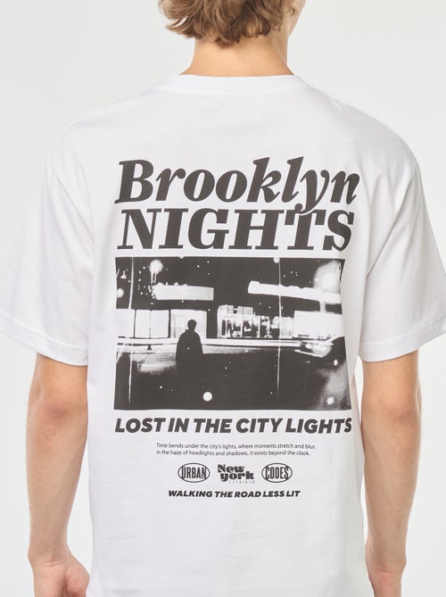 T-shirt uni imprimé recto/verso à manches longues - Kiabi