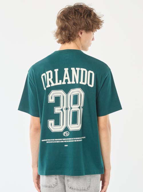 T-shirt uni imprimé recto/verso à manches longues - Kiabi