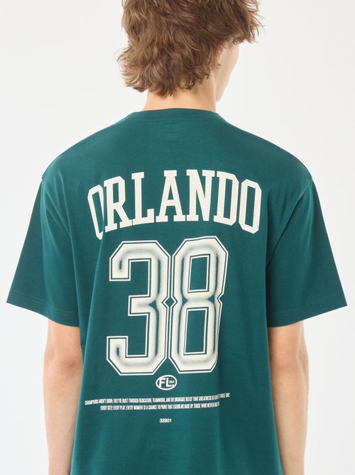 T-shirt uni imprimé recto/verso à manches longues - Kiabi