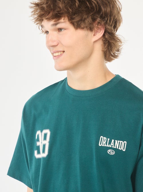 T-shirt uni imprimé recto/verso à manches longues - Kiabi