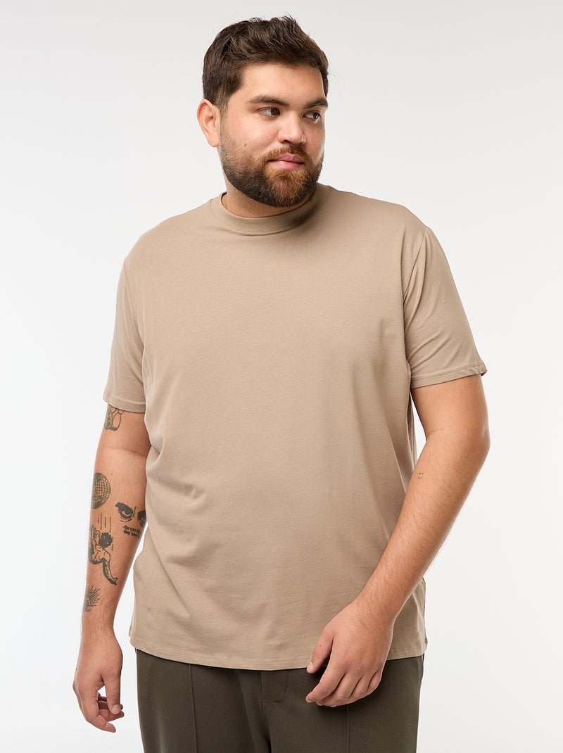 T-shirt uni manches courtes Beige - Kiabi