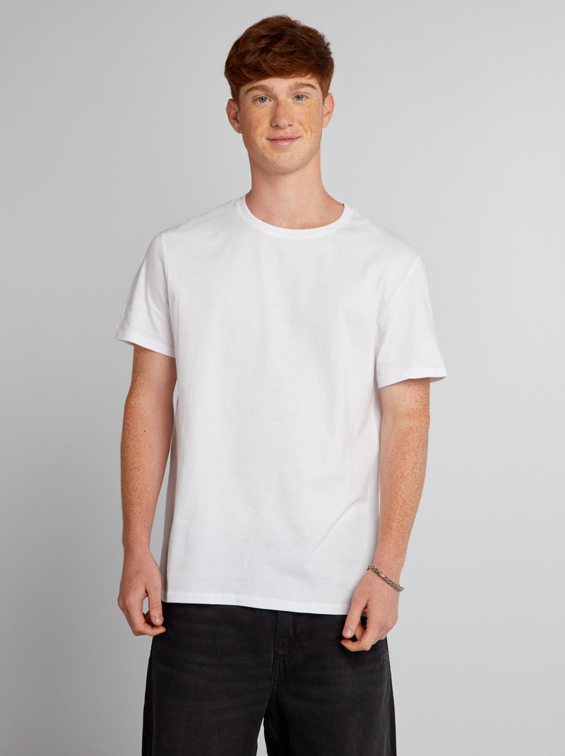 T-shirt uni manches courtes blanc - Kiabi