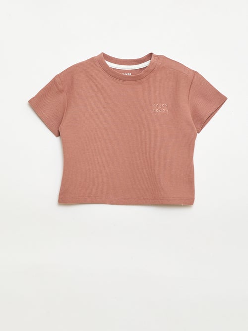 T-shirt uni manches courtes en coton - Kiabi