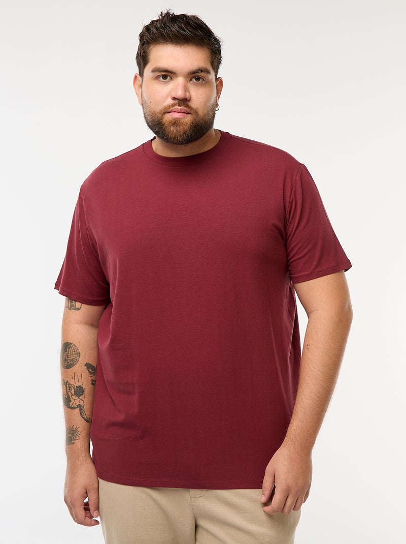 T-shirt uni manches courtes Rouge - Kiabi