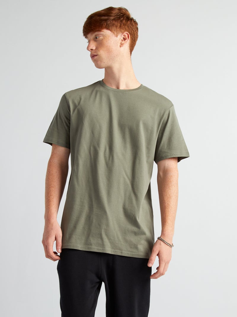 T-shirt uni manches courtes Vert - Kiabi